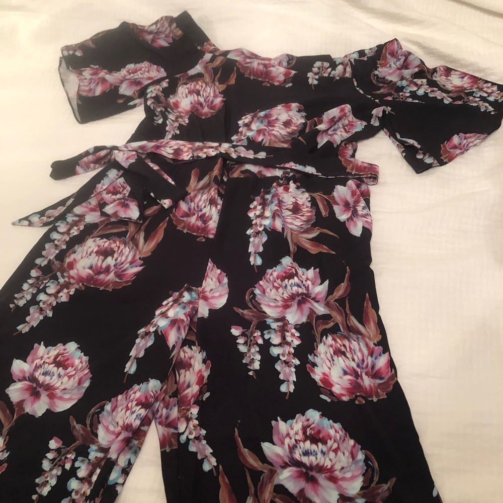 City Chic Blossom Print Jumpsuit